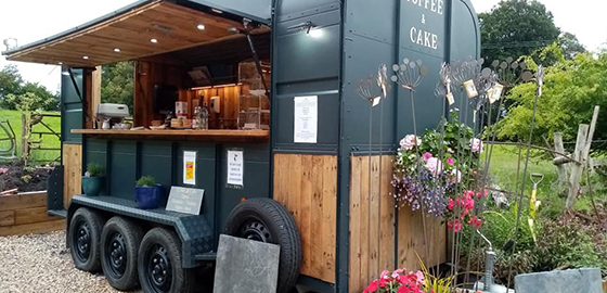 Coffee and Cake horsebox coffee shop at The Walled Nursery